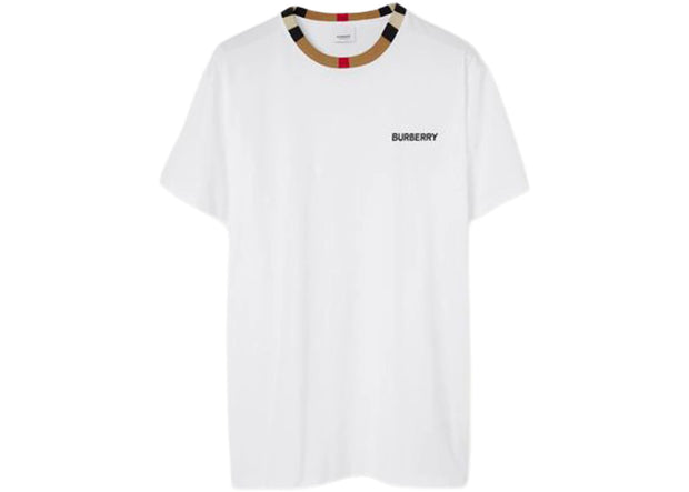 Burberry Icon Stripe Trim Cotton T-shirt White